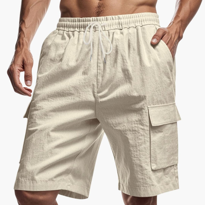 Men's Cargo Shorts with Elastic Waistband and Pockets