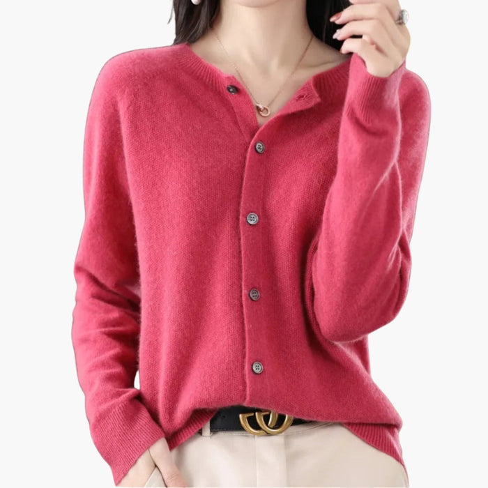Women's Cardigan with V Neck and Button Closure