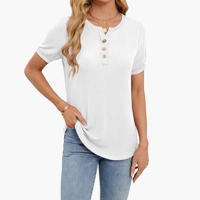 Women’s Cotton Blend V-Neck Short Sleeve T-Shirt