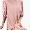 Women’s Dress with Lace Sleeves and Straight Fit