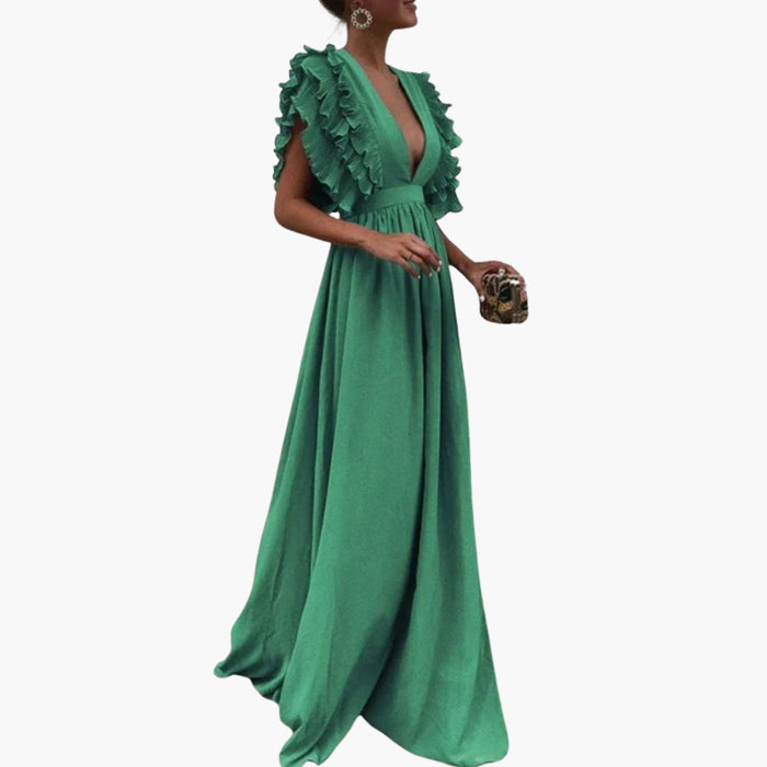 Women’s Dress with Simple Neckline and Woven Surface