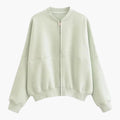 Women's Fleece Bomber Jacket - Soft Fleece Material and Trendy Bomber Design
