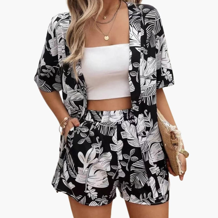 Women’s Floral Top and Shorts Set – Summer Two-Piece Outfit
