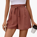 Women's High-Waisted Shorts with Pleats and Straight Legs