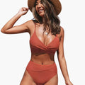 Women’s High-Waisted Two-Piece Bikini Set – Scoop Neck Top Swimwear