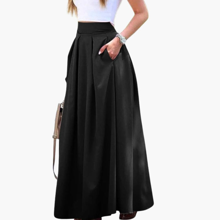 Women's High Waist Pleated Midi Skirt