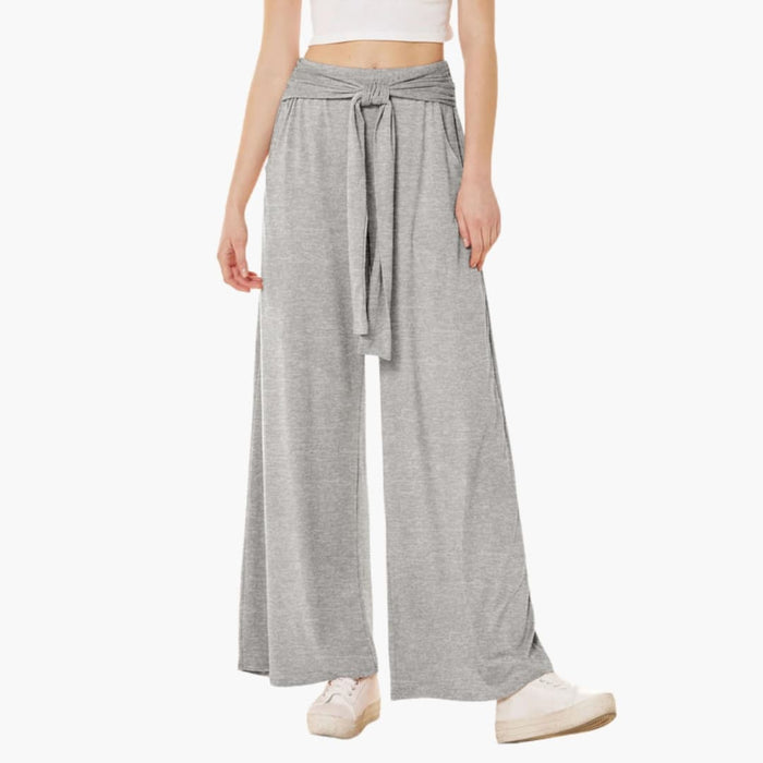 Women’s High Waisted Wide Leg Summer Pants with Bow Tie Waist