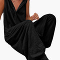 Women’s Hooded Button - Front Jumpsuit with Pockets – Long Sleeve One - Piece