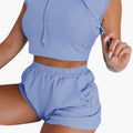 Women’s Hooded Crop Top and Shorts Set – Two-Piece Outfit