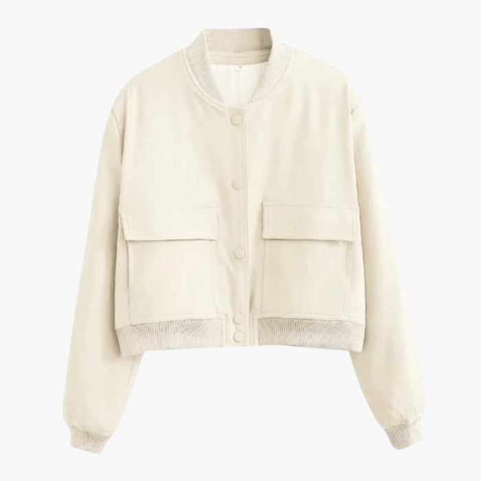 Women’s Jacket with Button Closure and Ribbed Hem