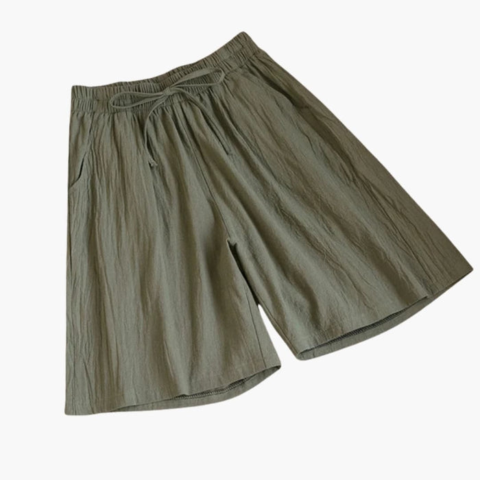 Women's Knee-Length Shorts with Elastic Waist and Straight Legs