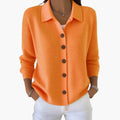 Women’s Cardigan with Lapel Collar and Button Closure