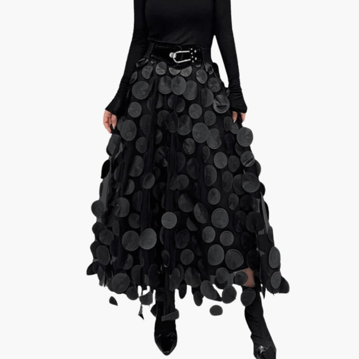 Women’s Layered Maxi Skirt with Tulle Surface Finish