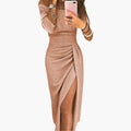 Women’s Long Off - Shoulder Dress with Long Sleeves