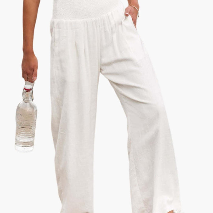 Women’s Loose Fit Pants with Elastic Waistband and Side Pockets
