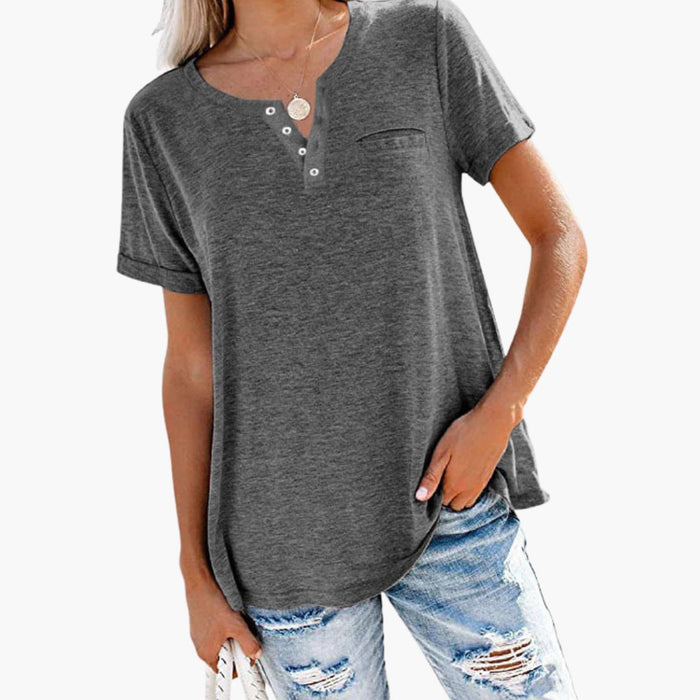 Women’s Loose Fit T-Shirt with Button Detail