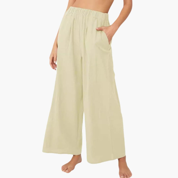 Women’s Loose Summer Pants with Elastic Waist and Side Pockets