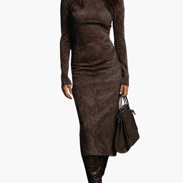 Women’s Maxi Dress with High Neck and Lace Detail