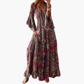 Women’s Maxi Dress with Paisley Print and Trumpet Sleeves