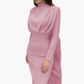 Women’s Maxi Dress with Round Neck and Long Sleeves