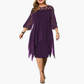 Women’s Midi Dress with Cutout Sleeves and Round Neck
