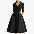 Women’s Midi Dress with Fitted Bodice and Side Pockets