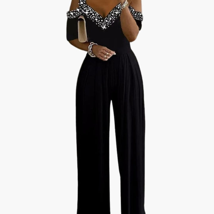 Women’s Off-Shoulder Wide Leg Jumpsuit with Defined Waist