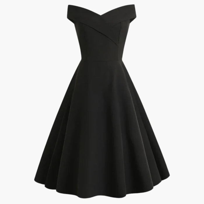 Women’s Off Shoulder Midi Dress with Fitted Waist