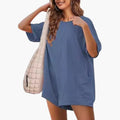 Women’s Oversized Crew Neck T-Shirt Dress – Short Sleeve Pocket Mini Dress