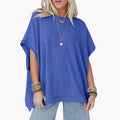 Women’s Oversized Ribbed Crew Neck Short Sleeve T-Shirt