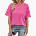 Women’s Oversized Round Neck T-Shirt with Woven Logo