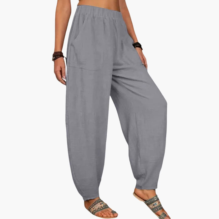 Women’s Palazzo Pants with Elastic Waist and Side Pockets