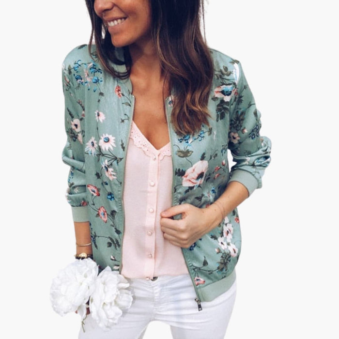 Women’s Relaxed Fit Bomber Jacket with Front Zip
