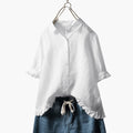 Women’s Relaxed Fit Crew Neck Blouse – Long Sleeve Woven Pullover Top