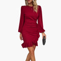 Women’s Round Neck Dress with Ruffle Hem