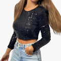 Women’s Sequin Round Neck Top