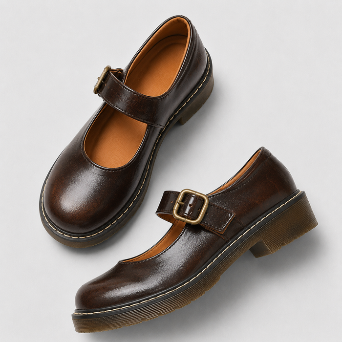 Women's Shoes with Buckle Strap and Chunky Sole