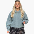 Women’s Short Bomber Jacket with Zip Front and Side Pockets