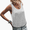 Women’s Sleeveless Top with Shiny Finish and Elegant Fit