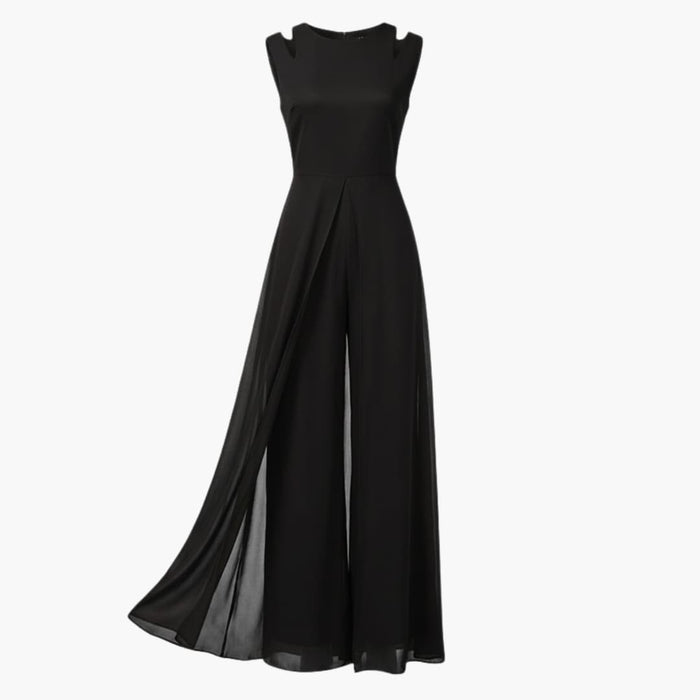 Women’s Sleeveless Wide Leg Jumpsuit with Shoulder Detail