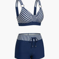 Women’s Striped Bikini Set with Swim Shorts Bottom