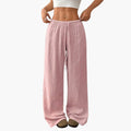 Women’s Summer Wide Leg Pants with Elastic Waist and Side Pockets – Pull-On Full-Length Trousers