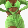 Women’s Three-Piece Bikini Set with Padded Top and Long Skirt Cover-Up