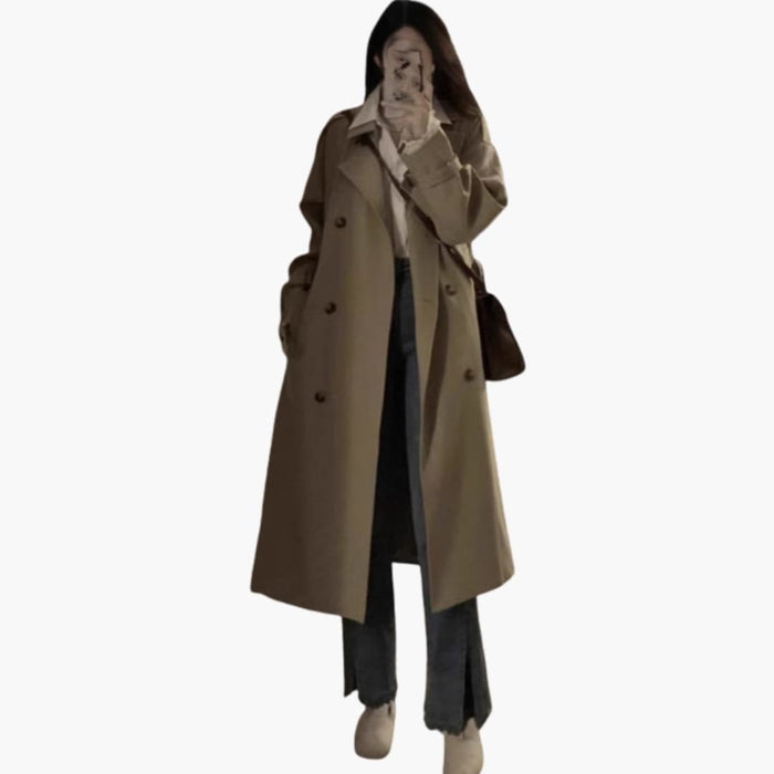Women’s Trench Coat with Lapel Collar