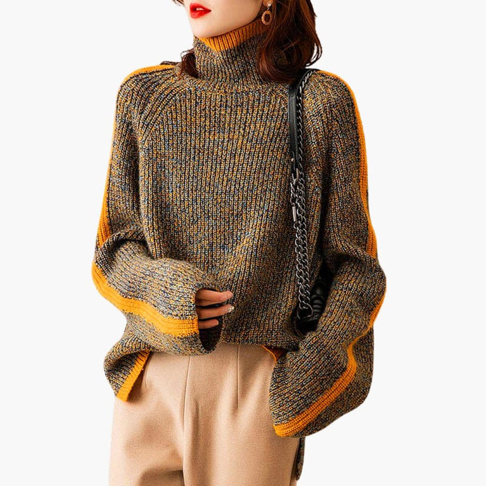 Women’s Turtleneck Sweater with Ribbed Knit