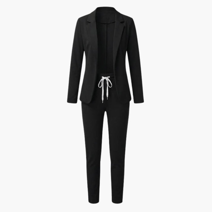 Women’s Two-Piece Blazer Set – Notched Lapel Jacket and Ankle-Length Pants