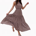 Women’s V-Neck Dress with Spot Pattern