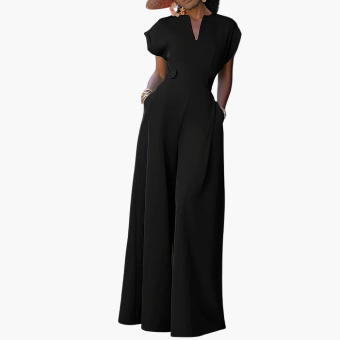Women’s V - Neck Jumpsuit with Side Pockets