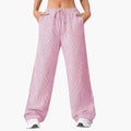 Women’s Wide Leg Pants with Striped Pattern and Side Pockets