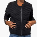 Women’s Zip-Up Cardigan with Cut-Out Knit Detail